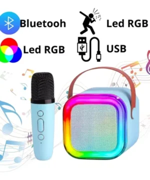 Mini Máquina de Karaokê com Microfone e Caixa de Som