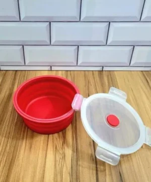Pote De Silicone Dobrável Retrátil Com Tampa Hermético