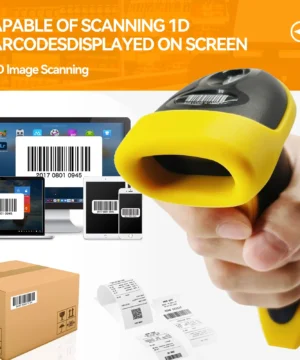 Scanner de código de barras 2d 1d com fio/2.4g sem fio/bluetooth leitor de código de barras portátil para produto de logística de supermercado